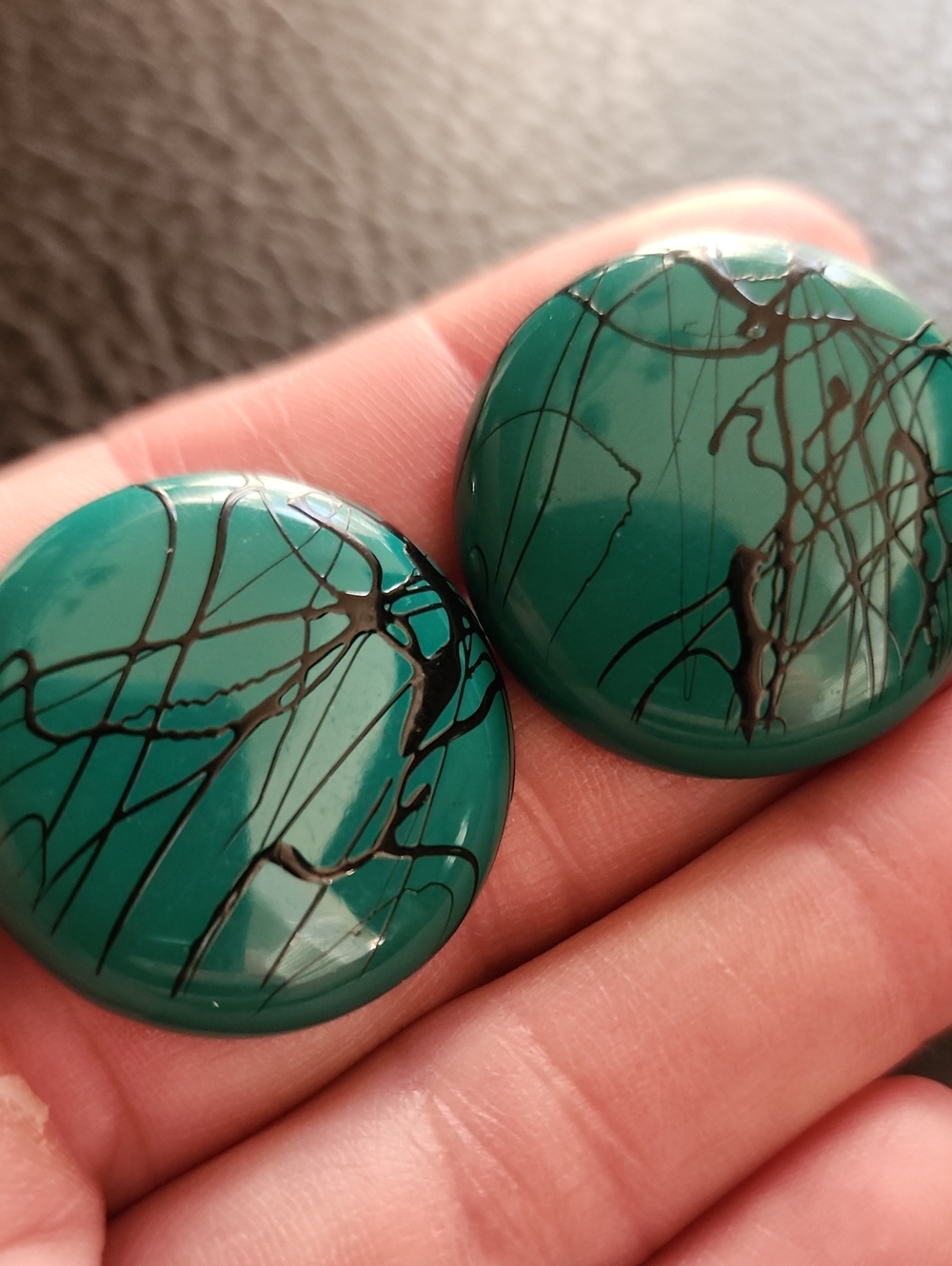 VTG Green Swirl Round Earrings - Women Jewelry